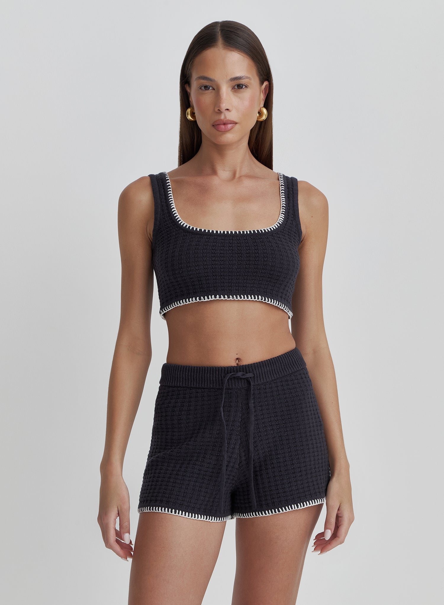 Navy Contrast Stitch Short